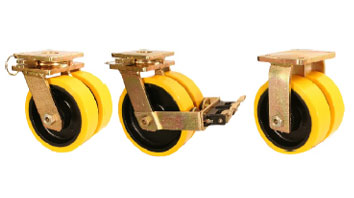 DABE50 Forged Twin Wheel Castors with SZS Series Soft Polyurethane Wheels
