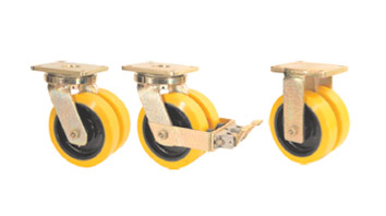 DABLP Forged Twin Wheel Castors with SZS Series Soft Polyurethane Wheels